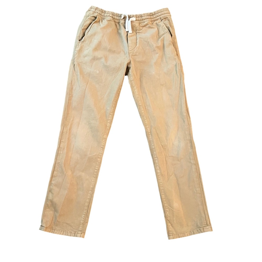 Marine Layer Men Saturday Slim Chino Pant Elastic Waist Small organic cotton